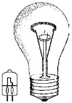 Миниатюрная галогенная лампа (слева) и обычная лампа накаливания той же мощности