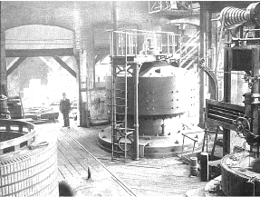 Никола Тесла в машинном зале Ниагарской ГЭС